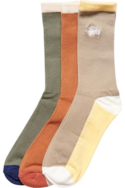 Stussy Mens Graffiti Panel (3 Pack) Socks Orange - ESFQY2531